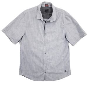 Buffalo David Bitton Slim Stretch Shirt Mens XXL Heather Blue Casual Button Up